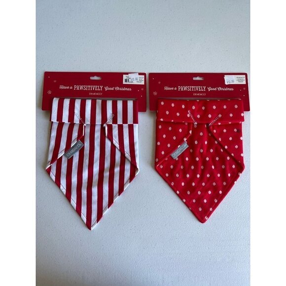 Demdaco Happy Howlidays and Santa Paws Pet Bandana Set Christmas Red White - Picture 4 of 4